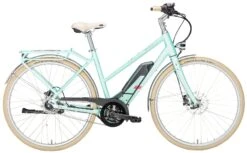 Pegasus Macaron-E 2018 -Shimano Verkäufe Pegasus Macaron E 2018 8 Gang Damen Trapez mint matt 400Wh 500Wh 784 785 18645 18650 18653